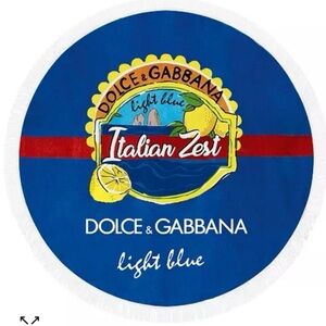 DOLCE & GABAANA light blue Round Beach Towel with Fringe vibrant beach blanket 🔥